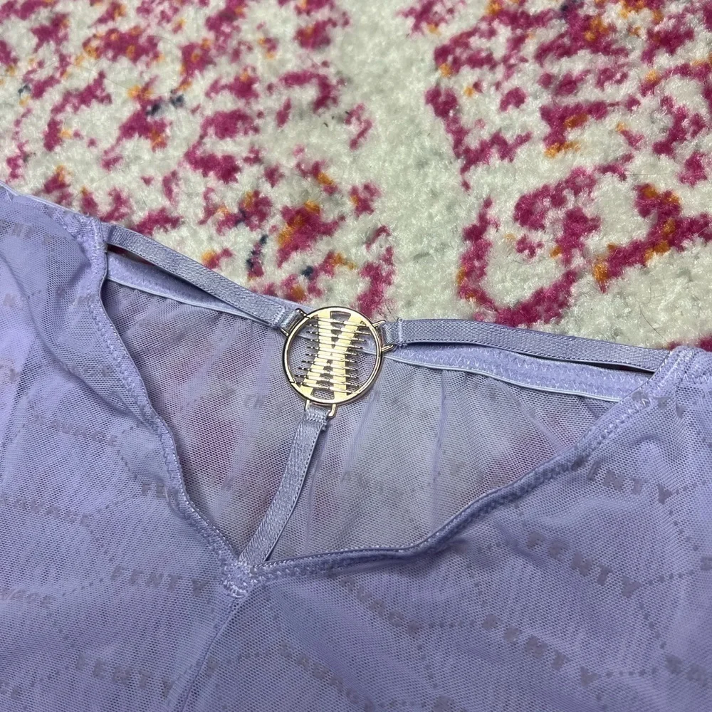Savage x Fenty Lavender Flocked Logo Brazilian Mesh Panties with cutout back 2X
